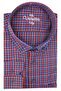 Men's Burgundy Blue Large Size Long Sleeve Checked Pocket Shirt