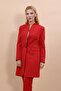 Self-Standing Collar Single Button Long Jacket - Red - 1074100 - 3