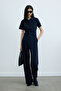 Navy Blue Jane Wide Leg Trousers - 6