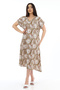 Women's Viscose Half Sleeve V-Neck Dress with Ring Pockets Brown - 4