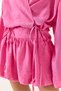 Women's Candy Pink Mini Balloon Skirt with Tie Detail Kimono Top and Bottom Set 60434 60283137 - 6