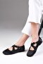 Lurdes Black Color Cross Banded Women's Ballerinas - 6