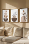 3 Piece Real Wood Colored Framed Painting Set - Model 4