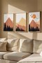 3 Piece Real Wood Colored Framed Painting Set - Model 28
