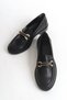 Women's Loafer Belt Buckle Black Casual Shoes - 2