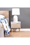 Aurora Night Stand Multifunctional Bedside Table-White / Natural Oak L35xW40xH44cm