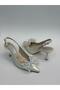 Mother of Pearl Satin Stone Bow Women's Heeled Shoes - 7