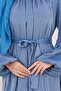 Balloon Sleeve Stone Şimal Evening Dress-Indigo - 4