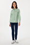 Women's Water Green Linen Blend Long Sleeve Basic Shirt 50298098-Vr048 - 4
