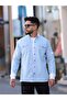 Men's Slim Fit Slim Fit Long Sleeve Double Pocket Shirt with Lapel Detail.