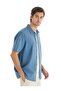 Men's Premium Linen Short Sleeve Blue Shirt C8T3N7O04 - 2