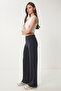 Wide Leg Modal Sweatpants Black Lub0093 - 3