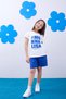 Monalisa Printed Girl's T-Shirt and Pocket Shorts Set Ecru-Blue - 5