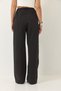 Women's Black Elastic Waist Pocket Detailed Palazzo Linen Trousers 80182 60271083 - 8