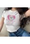 Women's Pretty Cat & Heart Crop White - 4
