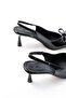 Inf-4500 Black Patent Leather Daily Open Back Bow Heeled Shoes - 4