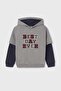 Boy's 8-18 Years Old Embroidered K Hooded Sweatshirt 7444 Smoked - 2