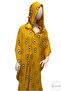 Women's Blue Eye Patterned Long Loose Cut Hooded Kaftan Dark Yellow Dress - 8