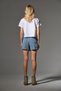 Blue Women Punch Shorts Skirt High Waist Cut Bukle Effect Crafted Denim Jeans Short Casual @Foligno - 5