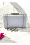 Silver Stone Handle Color Non-Marking Striped Satin Crystal Stone Women's Evening Dress Bag - 8