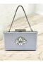 Silver Stone Handle Color Non-Marking Striped Satin Crystal Stone Women's Evening Dress Bag - 2