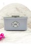 Silver Gray Color Non-Marking Glittery Satin Crystal Stone Women's Evening Dress Bag - 2