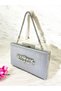 Gray Stone Handle Color Non-Marking Glittery Satin Crystal Stone Women's Evening Dress Bag