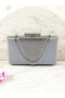 Silver Gray Stone Handle Glittery Satin Crystal Stone Decorated Women's Evening Dress Bag - 4