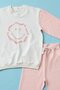 Pink Girl's Smiley Face Printed Pajama Set - 4