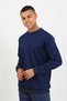 Fashion Stripe Men's Long Arm Cuffed Leg Combed Cotton Pajamas Set 6870 Navy Blue - 2