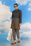 Fashion Stripe Women's Patterned Full Hijab Swimsuit with Pants Smoked 31074 - 7