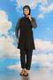 Fashion Stripe Women's Patterned Full Hijab Swimsuit with Pants Black 31072 - 5