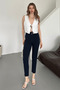 Women's Lia High Waist Pencil Carrot Model Skinny Leg Crepe Fabric Trousers - 4