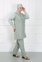Fashion Line Large Size Patterned Hijab Swimsuit Water Green 44030