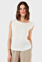 Regular Fit Round Neck Oval Cut Linen Top Top 6251714 - 4
