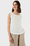 Regular Fit Round Neck Oval Cut Linen Top Top 6251714 - 6