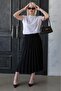 Black Pleated Midi Length Women's Skirt Mg2393