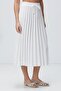 Ecru Pleated Midi Length Women's Skirt Mg2393 - 7