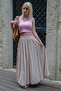 Beige Voile Fabric Basic Women's Long Length Women's Skirt Mg2366 - 5