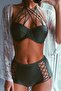 Khaki Green High Waist Bikini Bottoms - 2