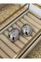 Special Series Curved Oval Earrings (Brass Plated) Silver - 4