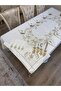 طقم مفرش طاولة قطني مطرز بالذهب (1 مفرش طاولة + 12 منديل + 12 حامل ملعقة) - 8