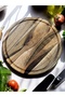 Walnut Wood 40 cm Corrugated Round Rustic Natural Wood Channel Pizza Presentation Chopping Cutting Board
