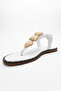 Helen White Genuine Leather Flip Flops Gold Buckle Women's Sandals - 3