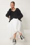 Woman's Black Oversize Knitwear Pullover with Ripped Detail KI00105