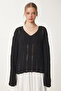 Woman's Black Oversize Knitwear Pullover with Ripped Detail KI00105 - 4