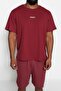 Plus Size Burgundy Regular Fit Comfortable Printed Pajamas Set with Shorts TMNSS23PT00014 - 7