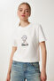 Women's Bone Stylish Stone Crest Cotton Knitted T-Shirt Cr00473 - 2