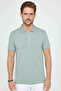 Men's Slim Fit Slim Fit 100% Cotton Plain Pique Mint Polo Collar T-Shirt - 3