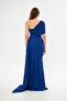 Ewo Tailed One-Shoulder Evening Dress Cobalt Blue - 2